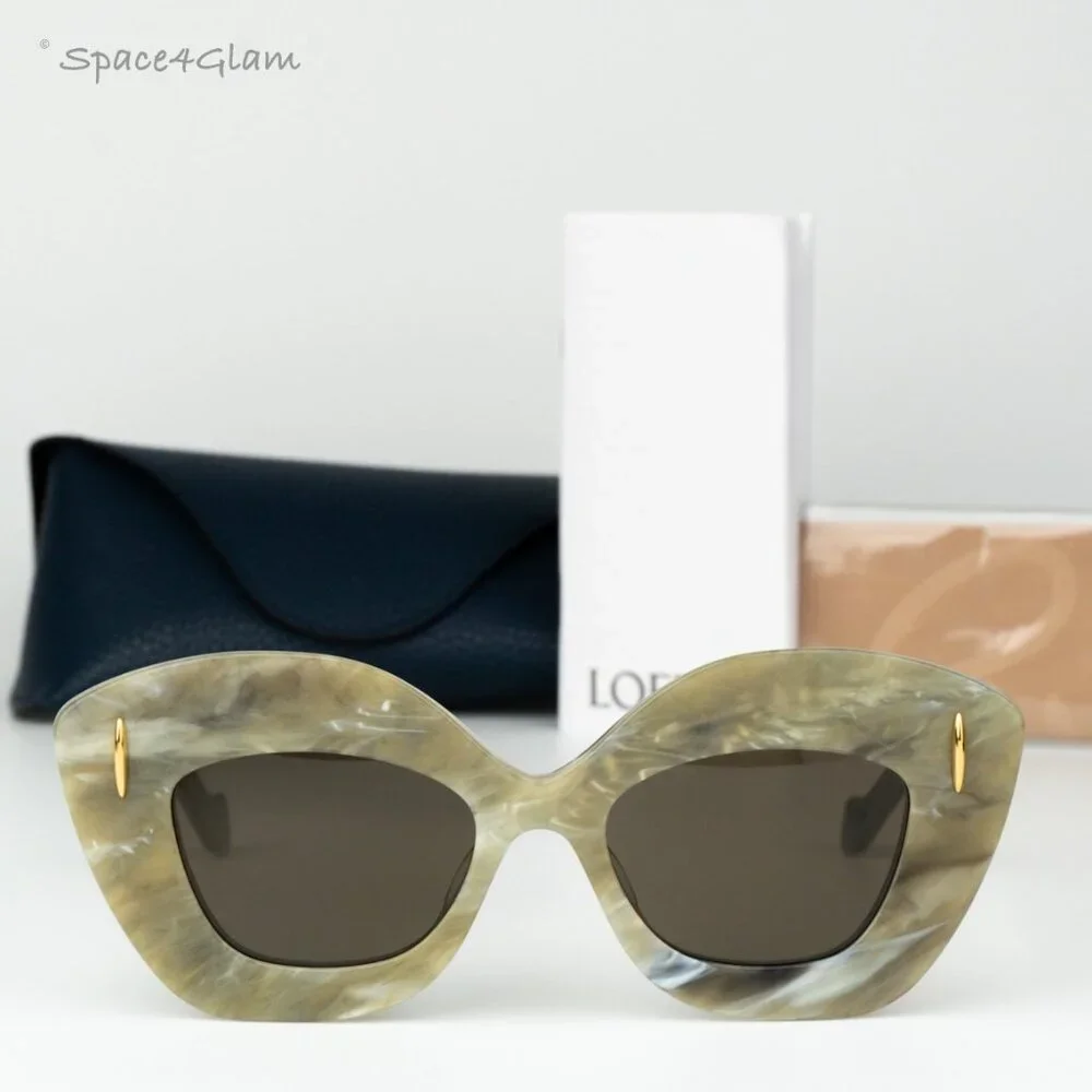 Loewe Men Sunglasses Green Brown Cat Eye LW40127I ANAGRAM 60E NEW AUTHENTIC